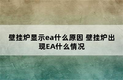 壁挂炉显示ea什么原因 壁挂炉出现EA什么情况